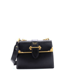 Prada Large Cahier Crossbody Bag Leather and Saffiano Leather